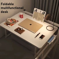 Laptop Desk Oversized Folding Table for Keyboard Dormitory Laptop Table Student Study Table with Book Shelf Cup Holder Drawer