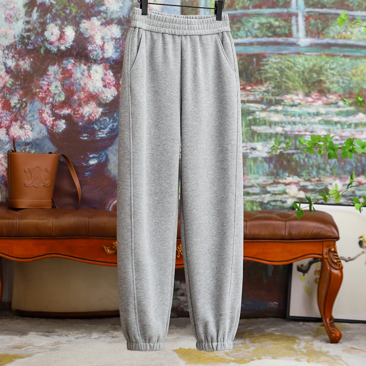 

Thickened Warm Long Section Elastic Waist Padded Casual Drawstring Sweater Pants Women's Fall and Winter 2023 New Women Clothing