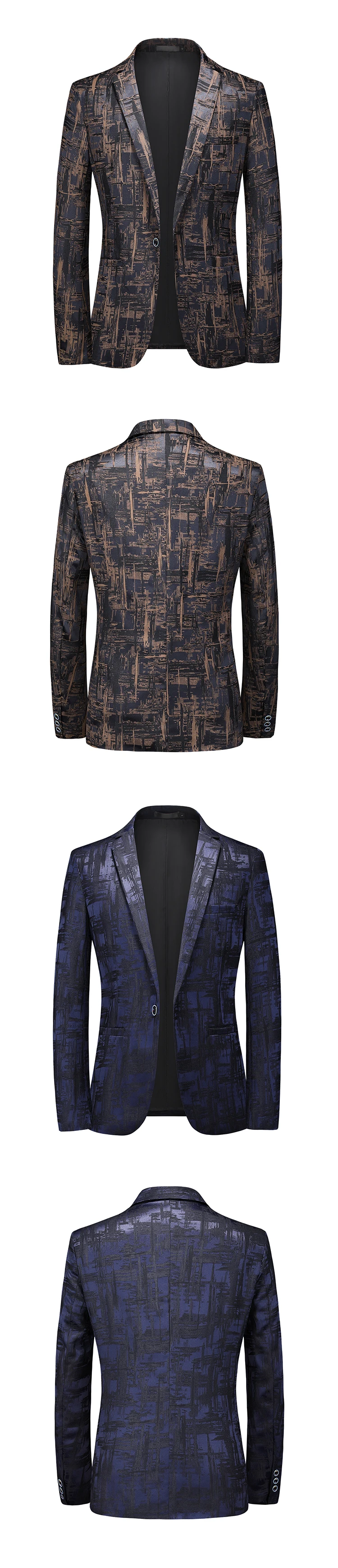 Fashion Men's Boutique Business Blazer Casual Personalized Pattern Design Evening Dress Suit Male Slim Fit Blazers Jacket
