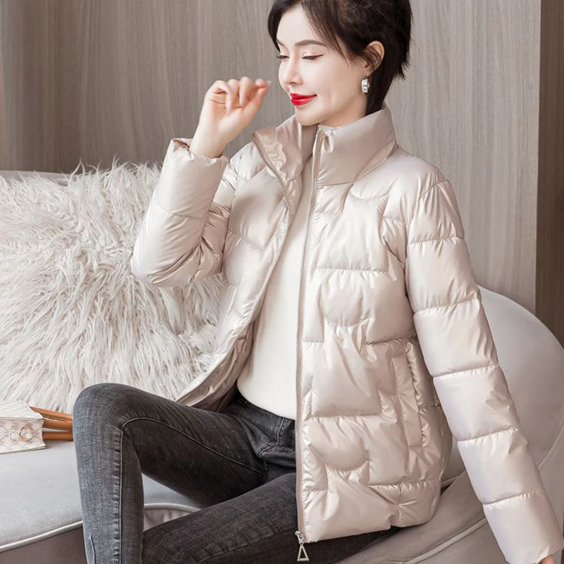 

Women Short Cotton Coat Women Autumn Winter Korean Warm Parkas Version Loose Down Jacket All Match Slim Solid Casual Outerwear