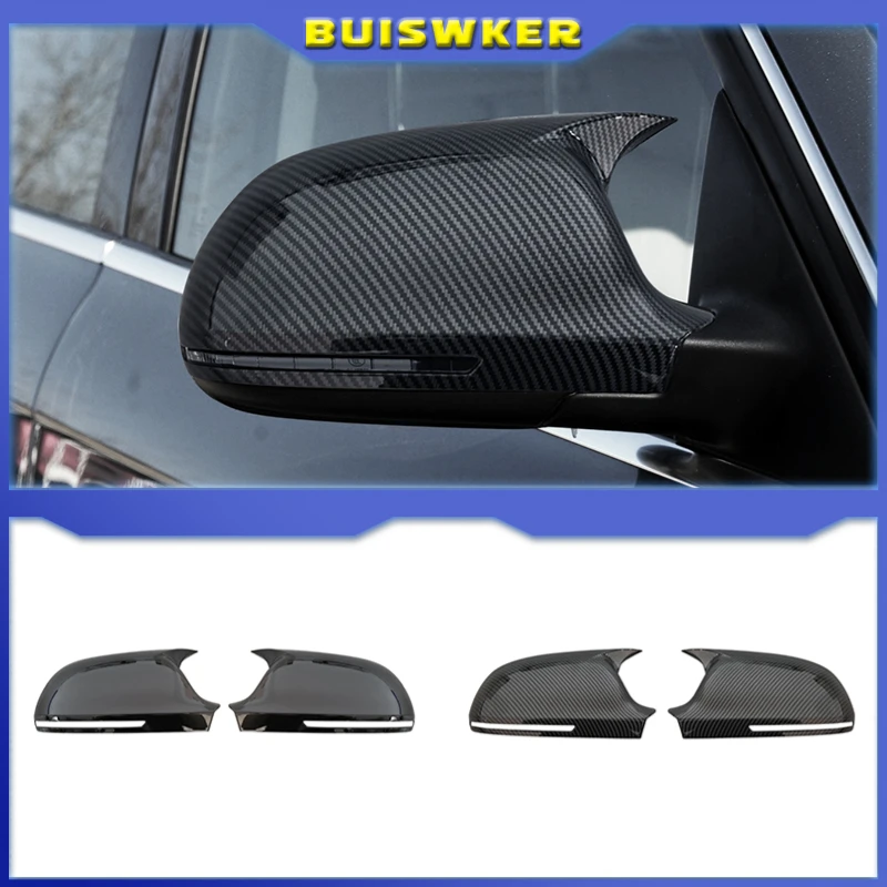 Abs Carbon Fiber Style Addon Type Car Side Door Mirrors Cover Auto