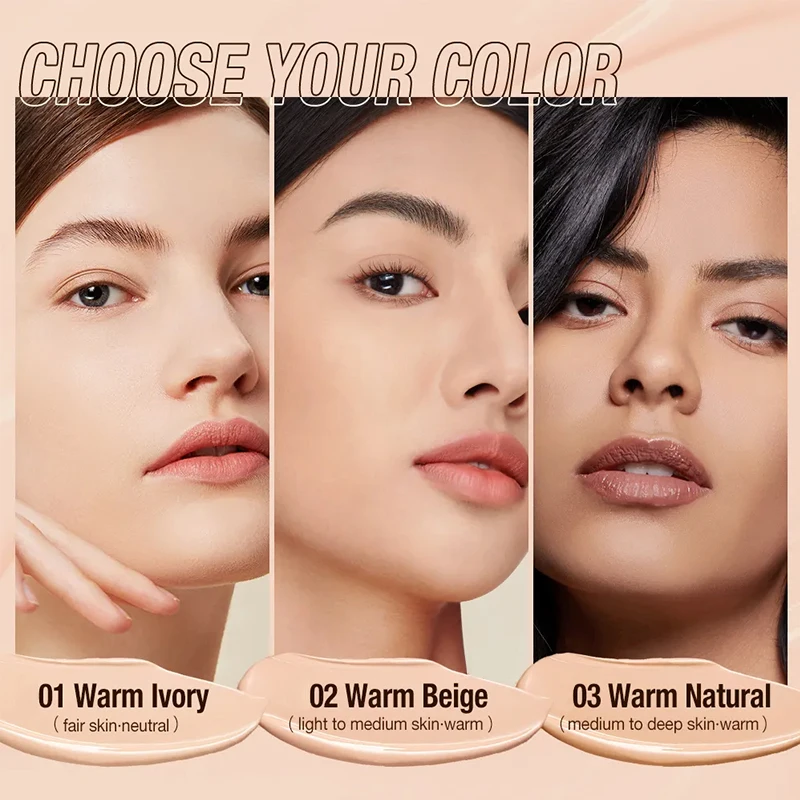 VERONNI Liquid Foundation Cream for Face 10ml High Coverage Makeup Base Sunscreen SPF30 Waterproof Concealer Makeup Foundation 5