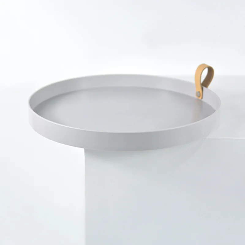 Home Desktop Storage Disk Cosmetics Set Restaurant Hotel Decoration AhunderJiaz Nordic Leather Round Tray Trays