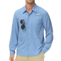Chemises de pêche à manches longues UPF 50+ pour hommes Protection solaire Chemise de travail de randonnée respirante Chemise boutonnée décontractée avec poche zippée 1