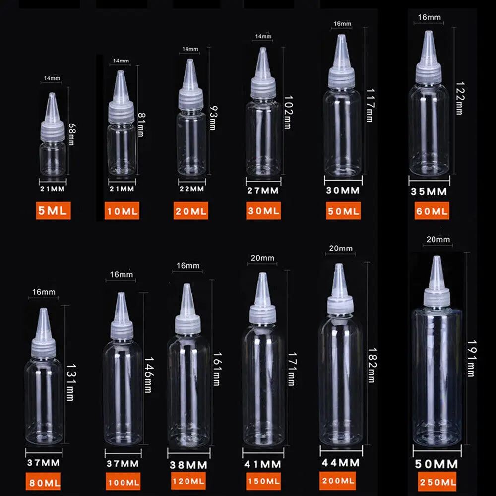 10-200ml Empty Dropper Bottle Transparent Plastic Refillable Nozzle Dropper with Cap Small Extrusion Bottle Portable Packing 2