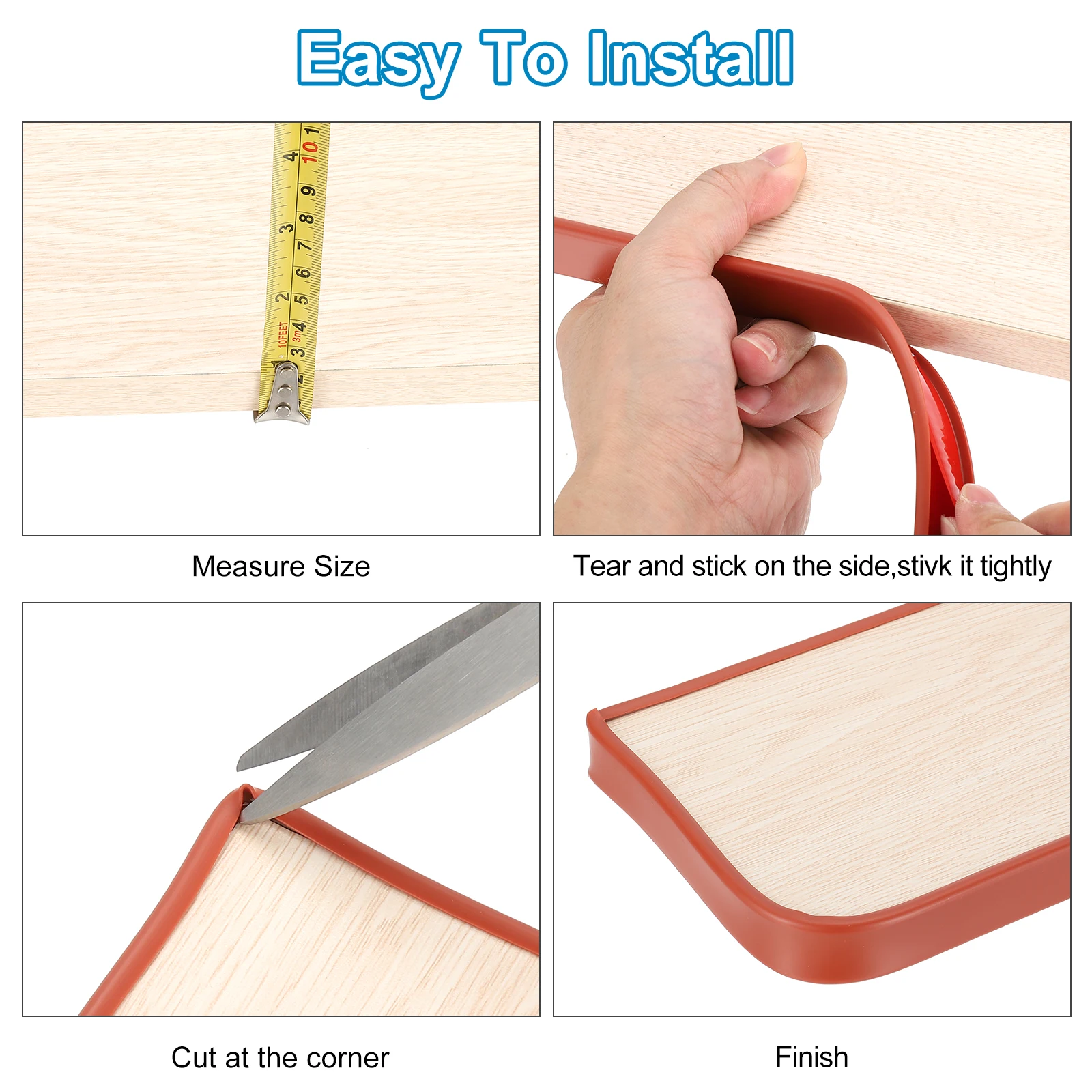 Edge Banding Strip U-Shape Furniture Self Adhesive Edging Trim Flexible Protector for Countertop Table Cabinets Shelve