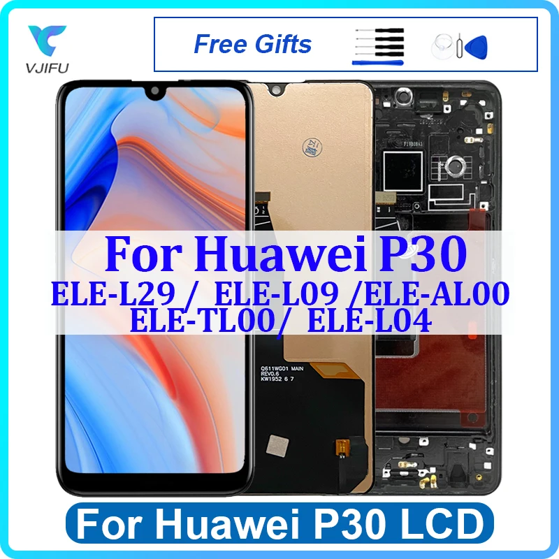 6.1 ''Per Huawei P30 Display Lcd Touch Screen Ele-L04 Ele-L29 Ele-L09 Sostituzione Gruppo Digitalizzatore Con Riparazione Telefono Telaio