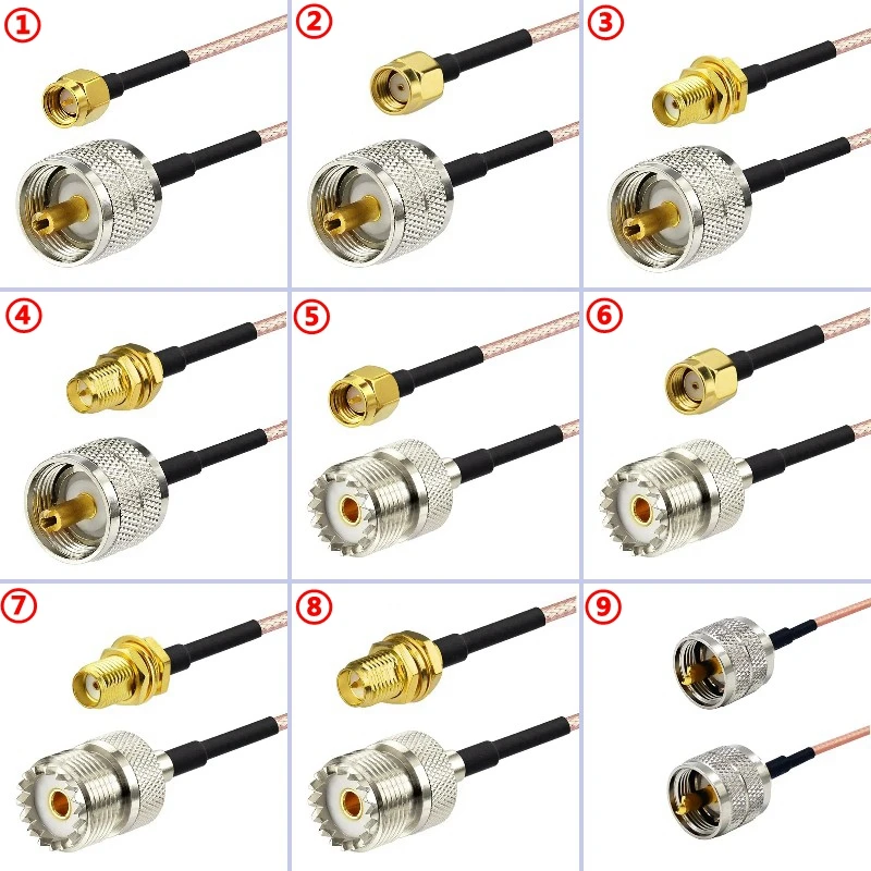 Cabo Pl259 So239 Uhf Macho Fêmea para Sma Rpsma Macho Fêmea Conector Rp-sma a Pl259 So-239 Uhf Baixa Perda Entrega Rápida Rg316