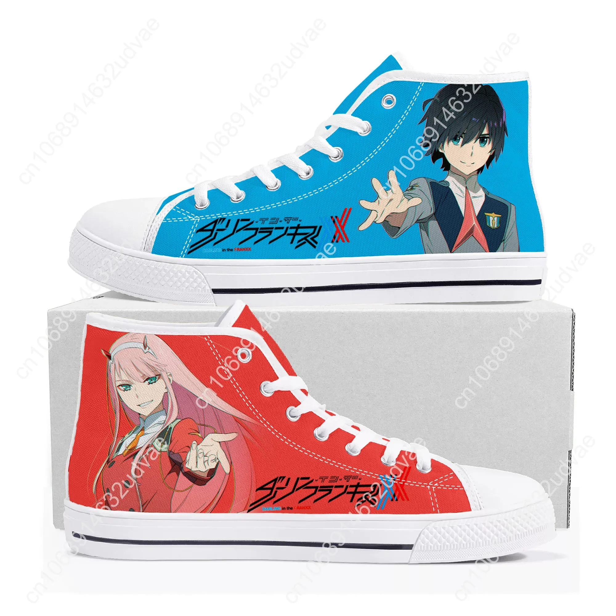 DARLING In The FRANXX Zero Two High Top Sneakers Mens Womens Teenager Canvas Sneaker Casual Couple Shoes Custom White Shoe