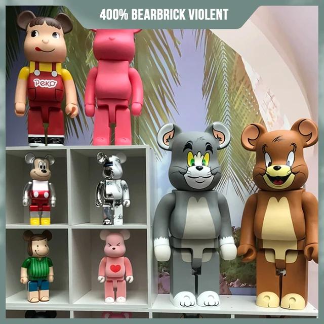 Bearbrick-Moule à figurines Tom et caution, Violent Bear, Ornement de nuits  de construction, Étagère, Salon, Décoration d'intérieur, 28cm, 400%