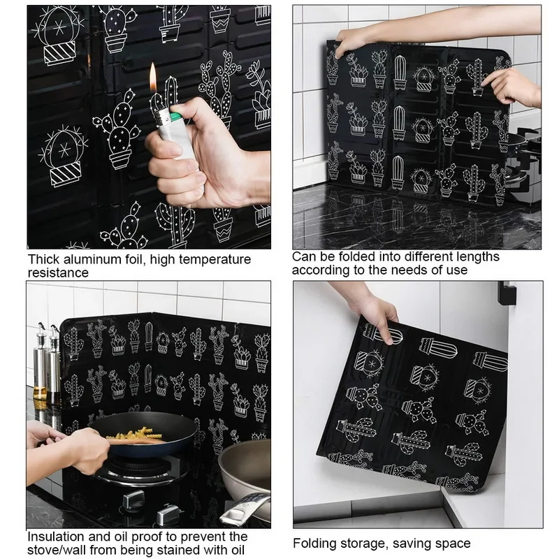 Foldable Kitchen Gas Stove Baffle Plate Board Aluminum Oil Splash-proof Protection Screen Heat-resistant Kichen Accessories