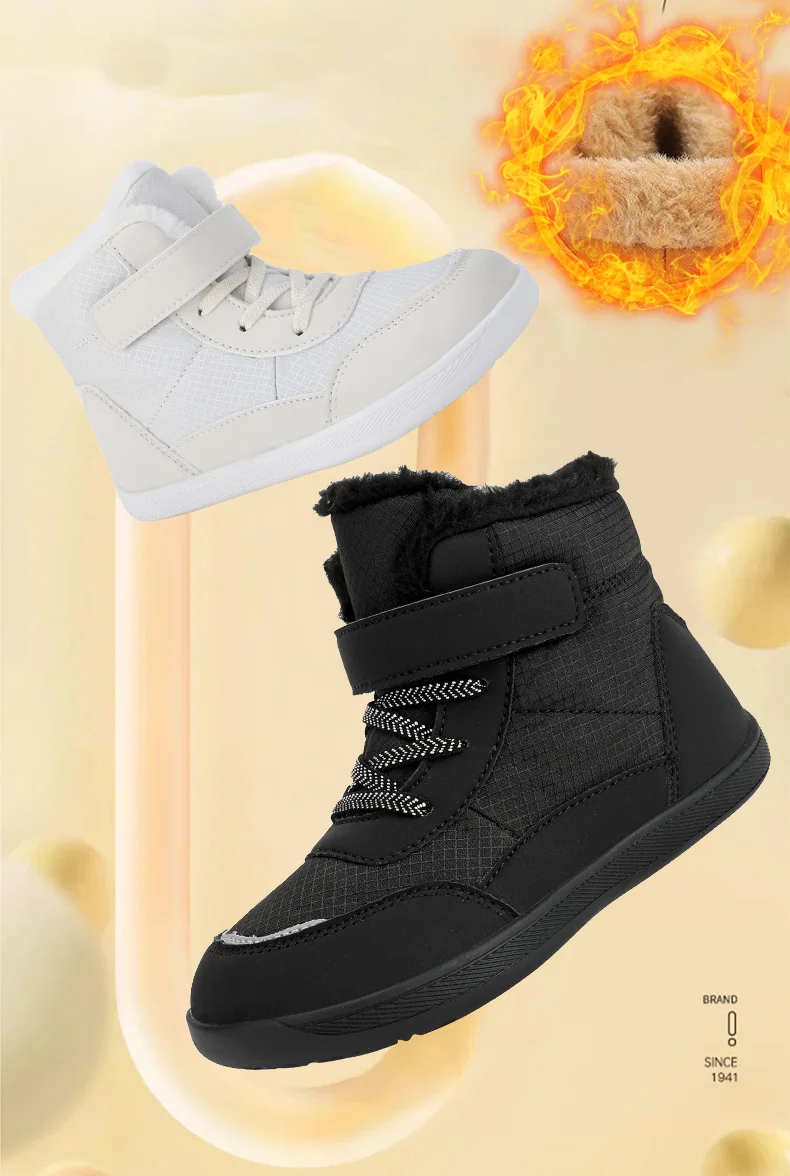 2024 Winter Children Plush Waterproof Fabric Non-Slip Boys Girls Shoes Rubber Sole Snow Fashion Warm Outdoor Boots_voghion.com