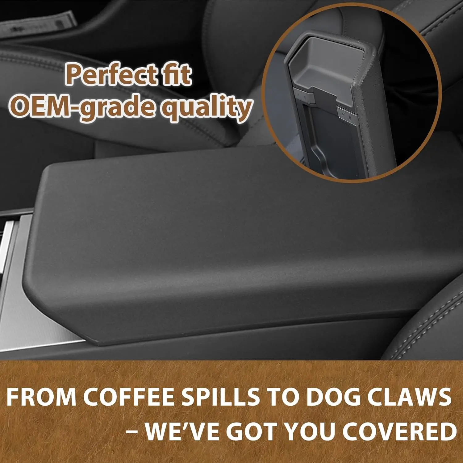 Premium Center Console Cover Set - 3-Piece with Wireless Charger Mat and Armrest Pad