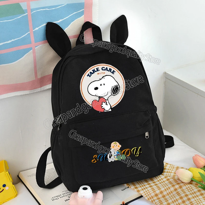 thumbnail image 1 of Mochila de Snoopy Anime Kawaii, morral con orejas de conejo para adolescentes, Bolsa Escolar de dibujos animados para niños y niñas, bolsa para libros, suministros escolares, regalo, 1 of 5