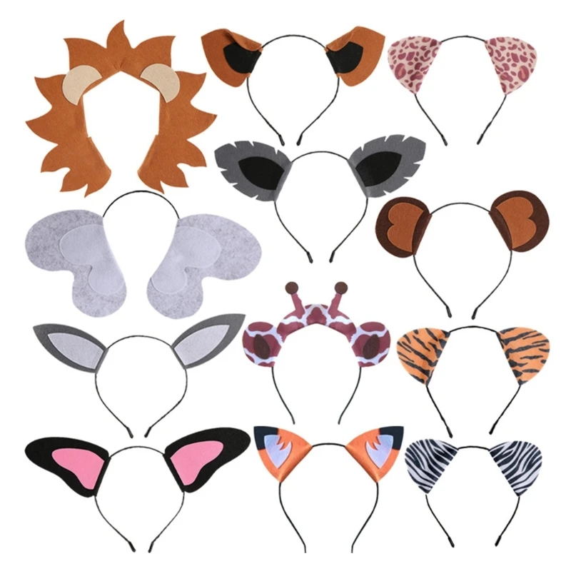 

12Pcs Animal Ears Headband Hair Hoop for Animal Theme Parties Hair Accessories