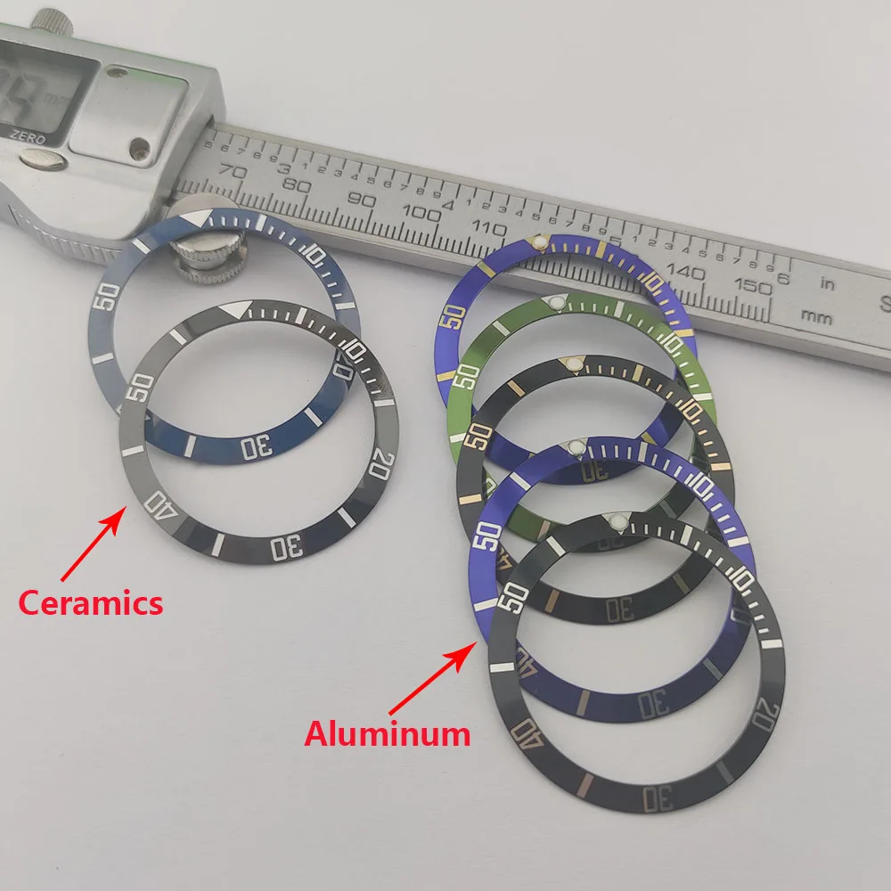 Substituição Luminosa da Inserção da Moldura de Alumínio ou Cerâmica de 37.5*30.5 mm das Peças dos Acessórios do Relógio