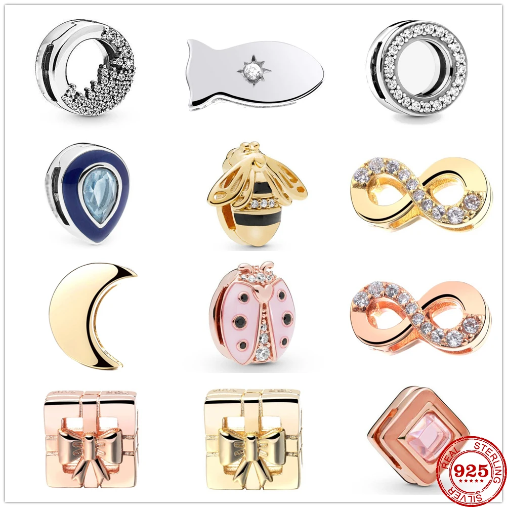 Nuovo 925 Sterling Silver Sparkling Circle Of Pavé Clip Reflexions Charm Bead Fit Braccialetto Pandora Originale Gioielli Fai Da Te Per Le Donne