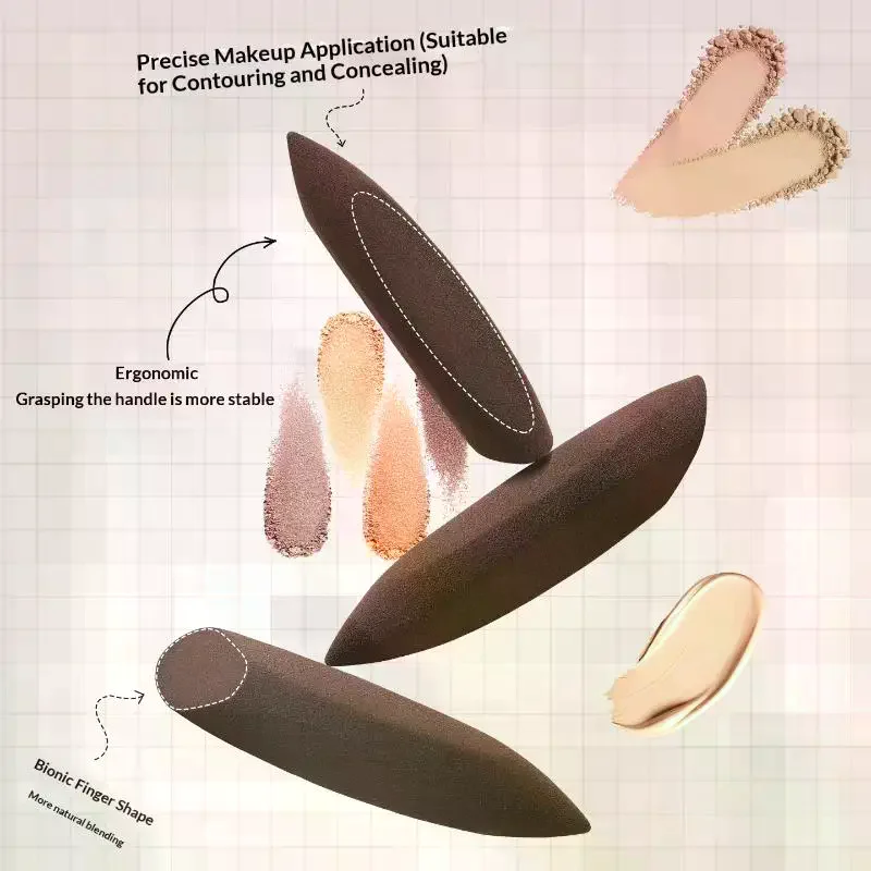 Spugne Dettagliate per il Trucco, Applicatori per Fondotinta in Polvere e Crema, Strumenti Cosmetici per Contorno e Illuminante - immagine 3