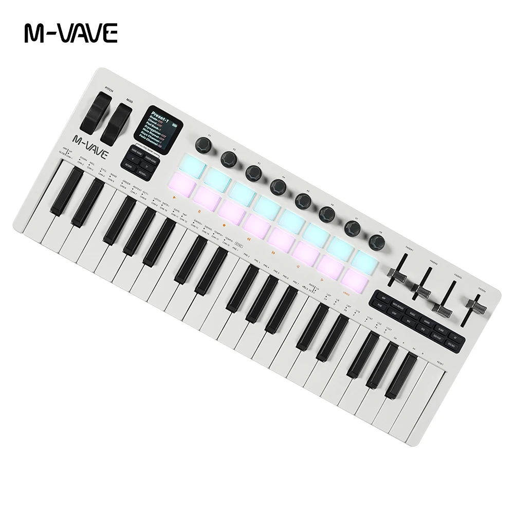 M-VAVE SMK-37 PRO 37 Key MIDI Keyboard 16 Drum Pads Sound Source