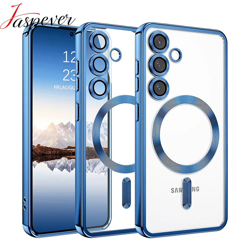 Luxury Magnetic Glitter Plating Silicone Phone Case - Clear and Soft Cover