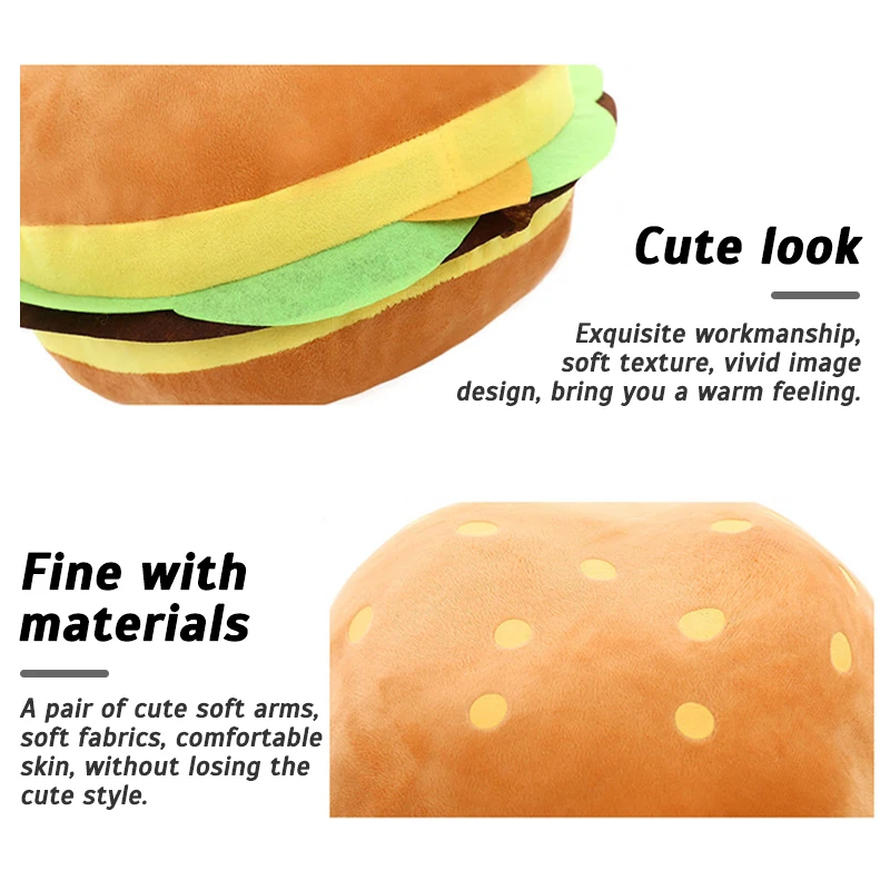 New Plush toys hamburger shape pillow creative funny plush toy doll cushion pillow child gift realistic hamburger stuffed toys 4