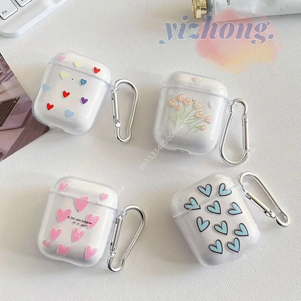 

Чехол Airpods для Airpods Pro 2 3 1 с зелеными и розовыми цветами, простой чехол для наушников из мягкого ТПУ, противоударный защитный чехол для телефона