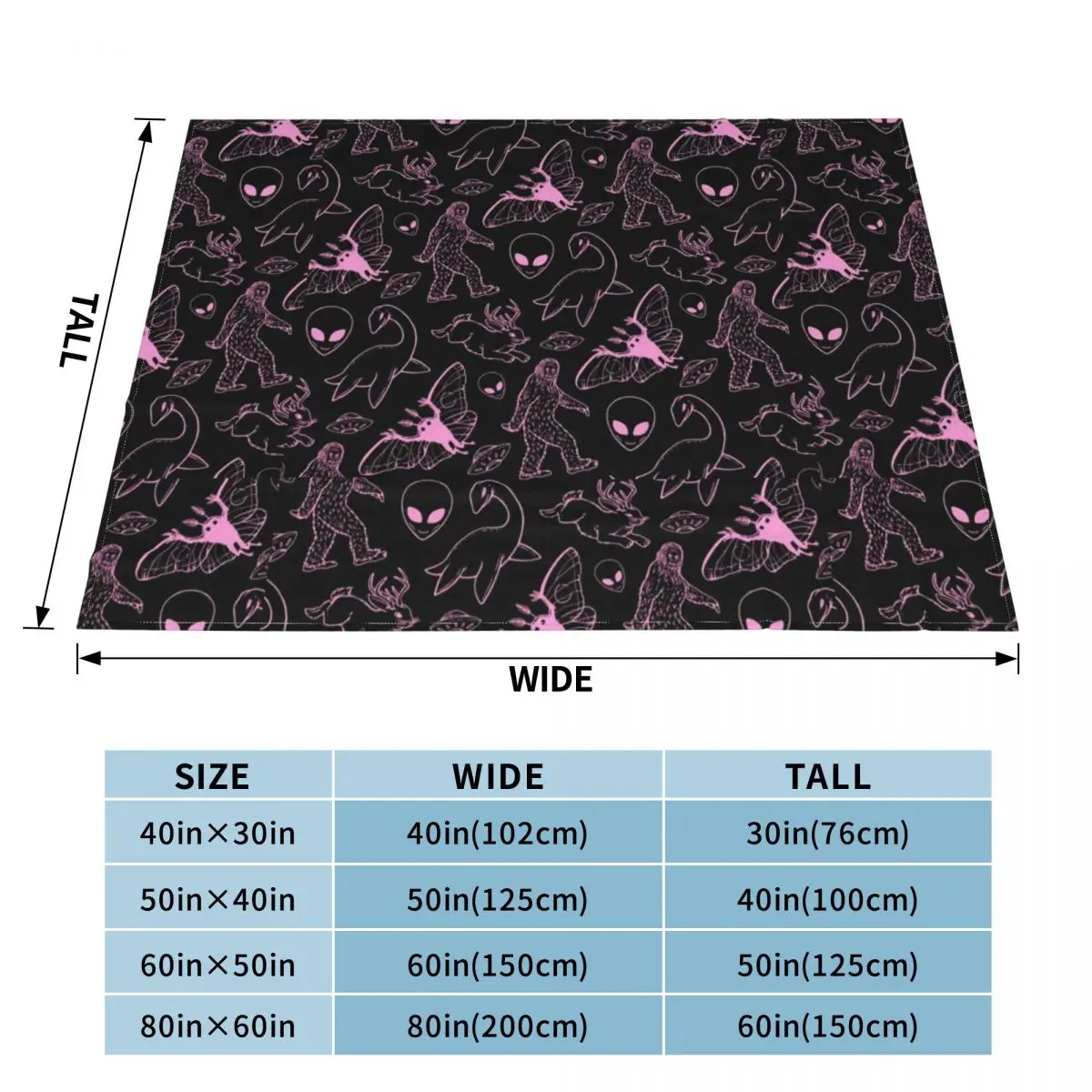 Bigfoot Mothman UFO Cryptid Pattern Blankets Fleece Throw Blankets Summer Air Conditioning Personalised Soft Warm Be