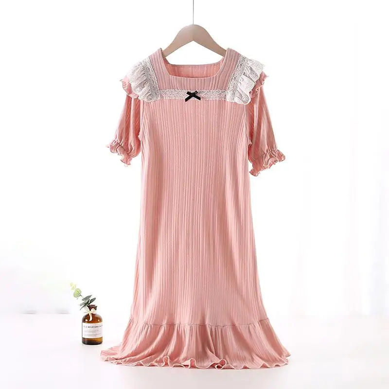 designer nightgowns Girls Nightgown Short Sleeve Children Pajamas Summer Thin Breathable Princess Style Baby Girl Nightdress 3-15Y Kids Sleepwear night gowns cheap Sleepwear & Robes