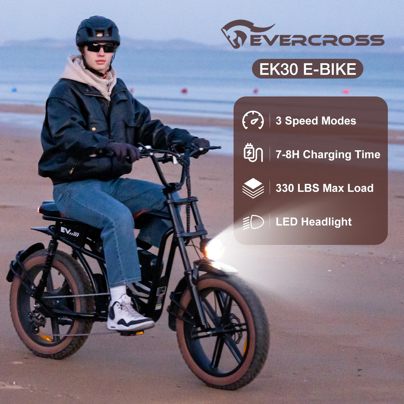 EVERCROSS EK30 720W Electric Bike for Adults, 20" Fat Tire Electric Bicycle, 23MPH + 60 Miles, 48V15AH Ebike, 7-Speed, UL