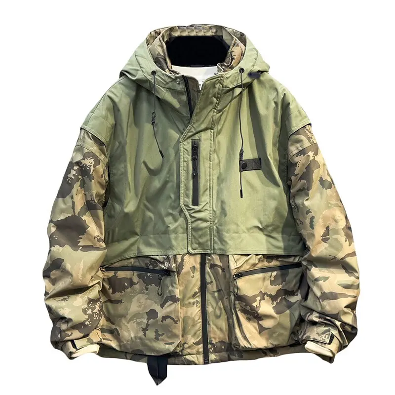 Down Jacket for Men - Winter Trend Camouflage Patchwork Warm-keeping Coat, Casual Hooded White Down Jacket, Anti-chill Top Coat - 5