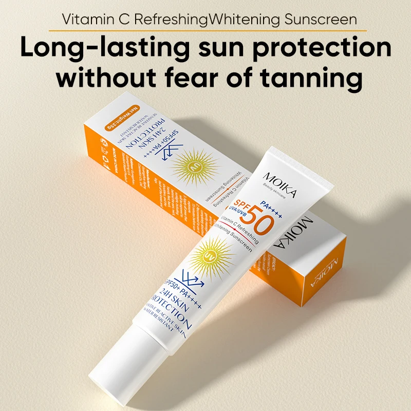 Facial sunscreen SPF 50+ vitamin C refreshing sunscreen organic whitening isolate ultraviolet rays waterproof facial UV protection sunblock