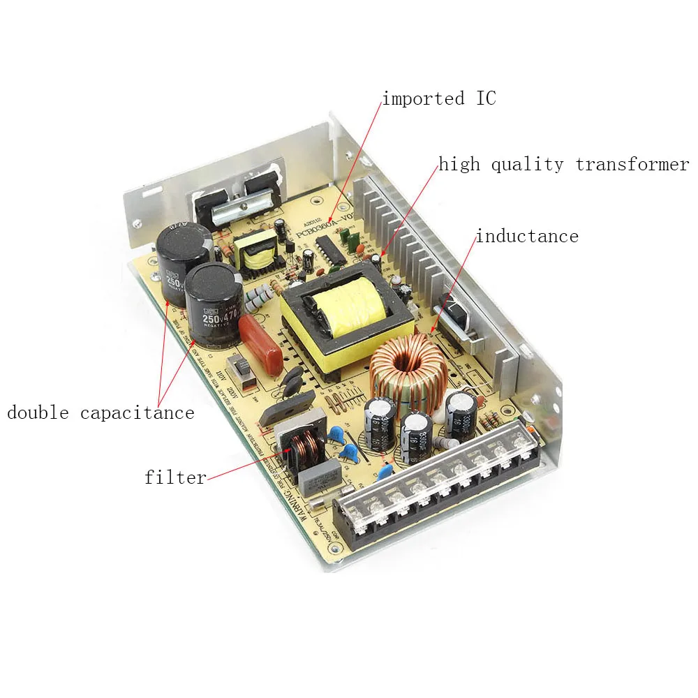 

DC 12V 20A Switching Power Supply Module AC100-260 to 12V 20A Power Supply Board 250W Transformer LED Monitoring Power Supply