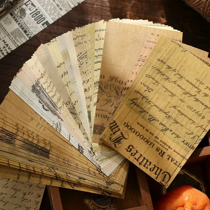 

60Pcs Per pack Material Paper yellowing Newspaper Memo Tearable Decorative Vintage English Scrapbooking 130*80mm