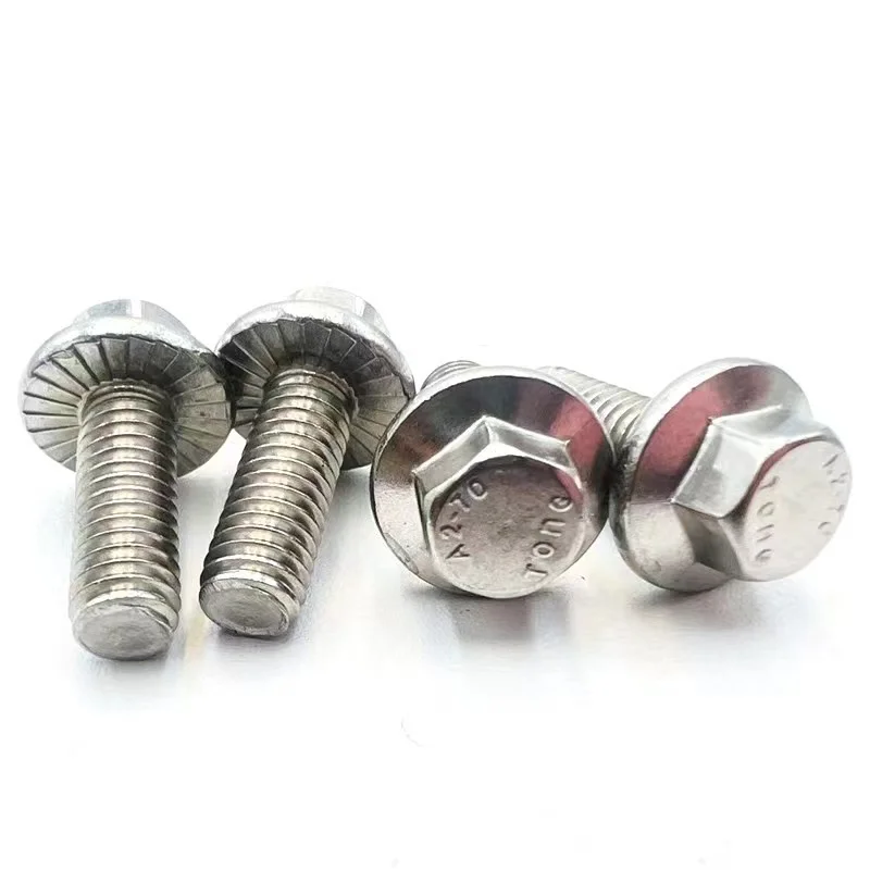 Stainless Steel Screw 1/10pcs M5 M6 M8 M10 M12 A2-70 304 GB5787 Hexagon Head Serrated Flange Cap Washer Head Bolt