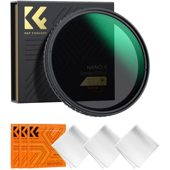 K & F 컨셉 ND2-32 가변 ND 필터, X 스팟 페이더, 조절 가능, 중립 밀도 DSLR 카메라 렌즈 필터, 52-82mm
