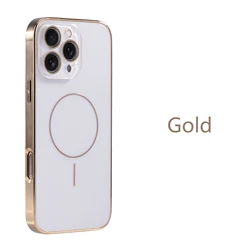 Luxury Magnetic Shockproof Phone Case with Lens Protection and Electroplated Design - iPhone 16 Pro Max (Gold)