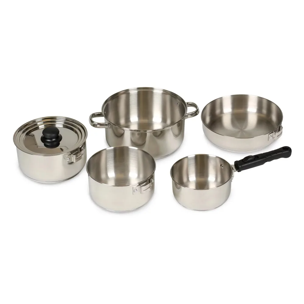 

Stainless Steel Clad Cook Set Kitchen Cookware Set Utensil Nonstick Dining
