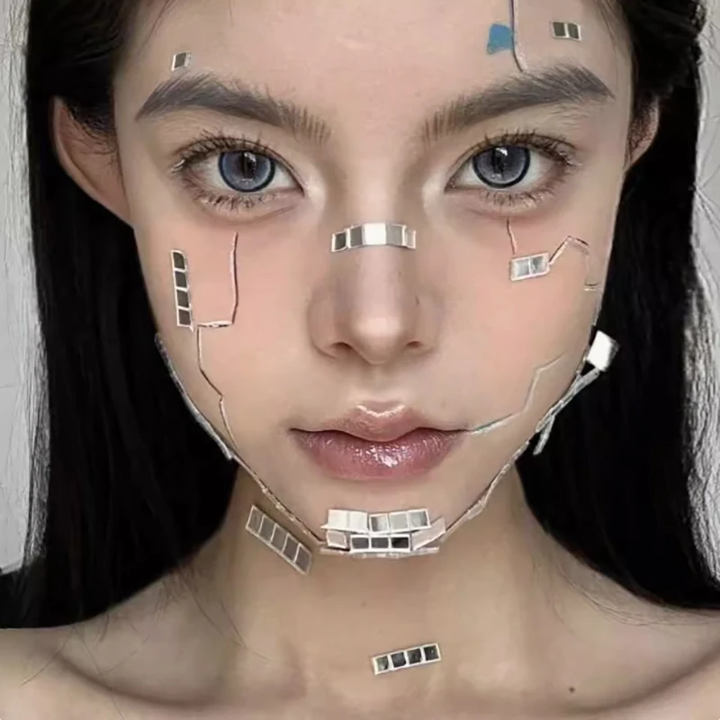 Blue Purple Rhinestone Face Stickers Temporary Tattoo