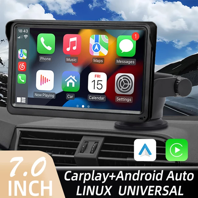 Autoradio sans fil CarPlay Android Auto lecteur vidéo multimédia 7 pouces écran tactile Portable avec USB AUX pour caméra de recul 1