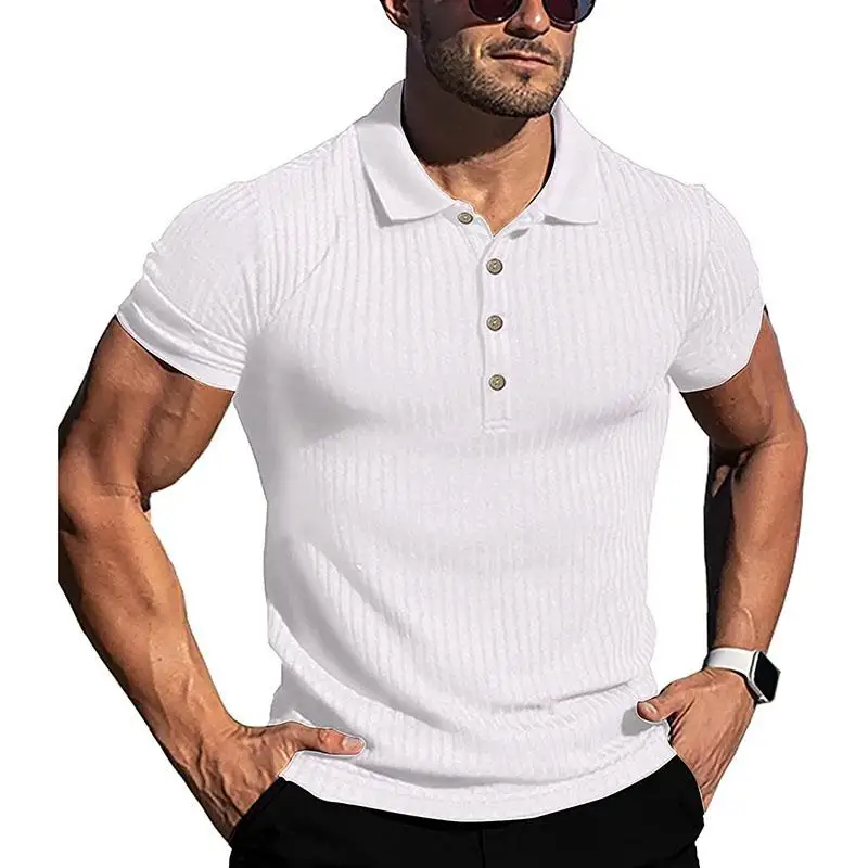 

2022 Summer Short Sleeve Sports American Polo Shirt Men's Lapel Short Sleeve Fitness Muscle T-Shirt