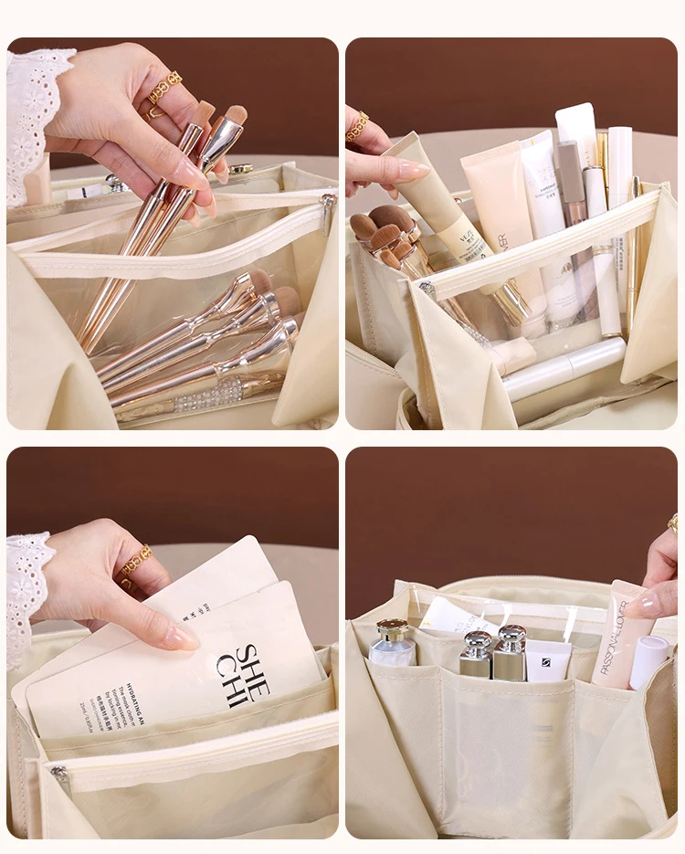 PU Leather Waterproof Cosmetic Bag with Compartments – Large Capacity Makeup Organizer ... - SKU CSB16889 - UGI Packaging