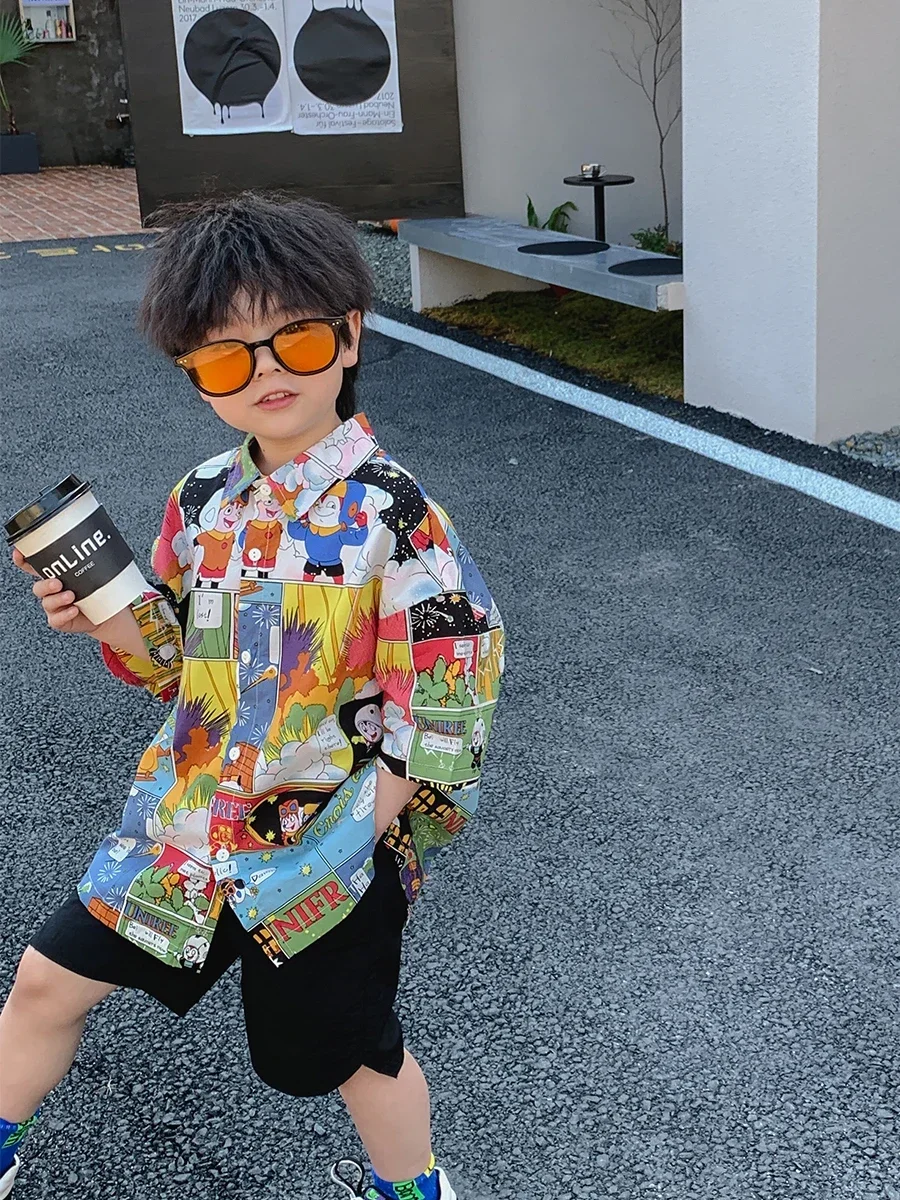 Children's Boy's Short-Sleeved Shirt Summer Children's Half Sleeve Shirt Children Summer Top boys short sleeve shirts