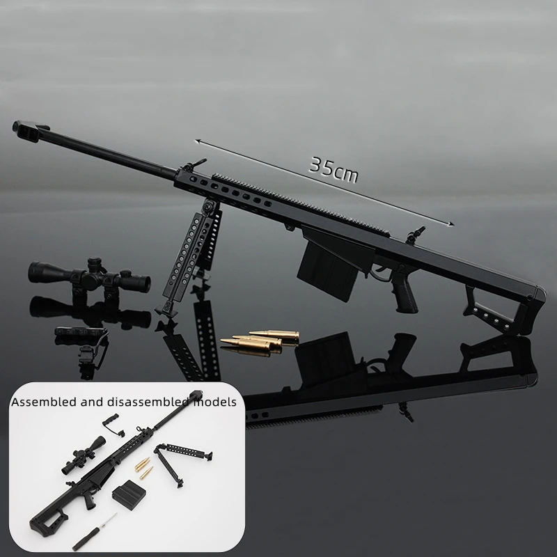 

Mini Barrett Toy Sniper Gun Metal M82A1 AKM Rifle Assemble Mini Pistol Weapon Model Disassemble Collection Adult Kids Gift