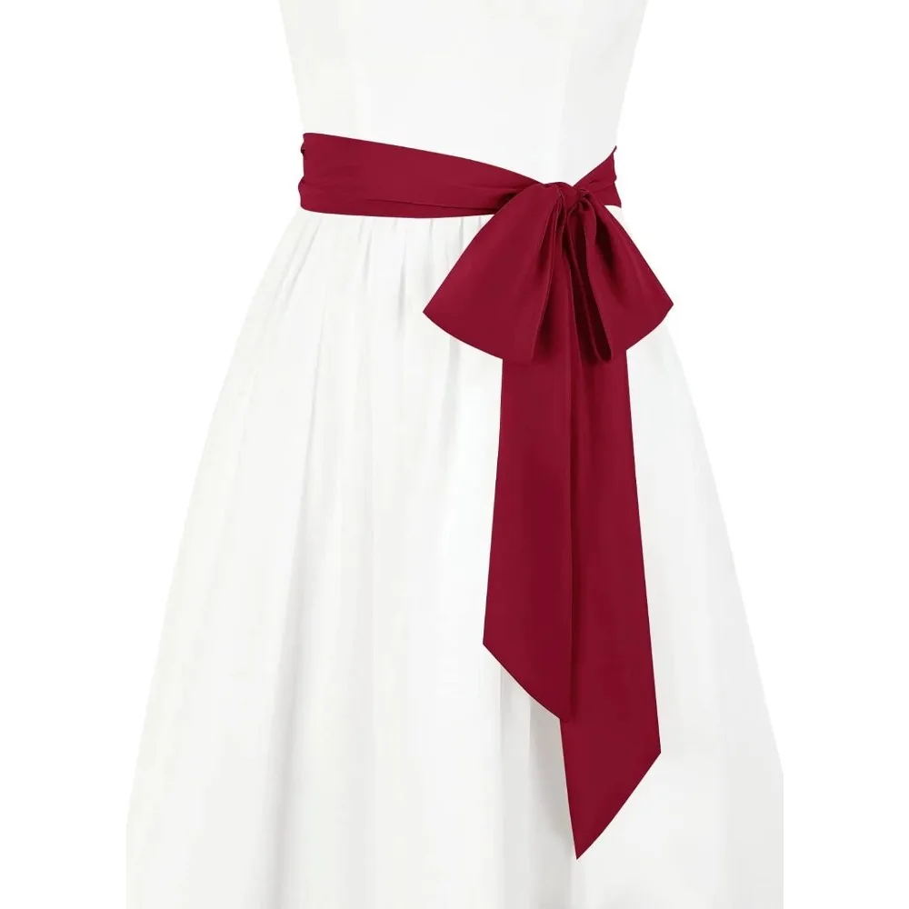 Langer Damen-Taillengürtel aus Chiffon mit Schärpe für Braut, Hochzeit, Brautjungfer, Abschlussball, formelle Kleider für besondere Anlässe, Gürtel 5,1 cm breit – Detail 3