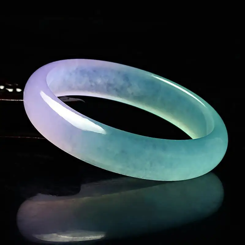 Ice Violet Handcarved Wide Strip Jade Bracelet Fashion Boutique Jewelry Men's and Women's Jade Bracelet