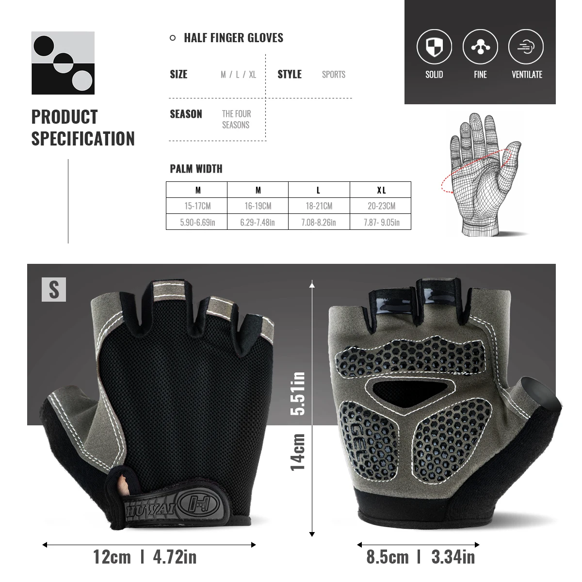 1 Pair Cycling Gloves Breathable Anti-slip Half Finger Mtb Road Bicycle Gloves Shock-Absorbing Sunscreen Fitness Bicycle Gloves