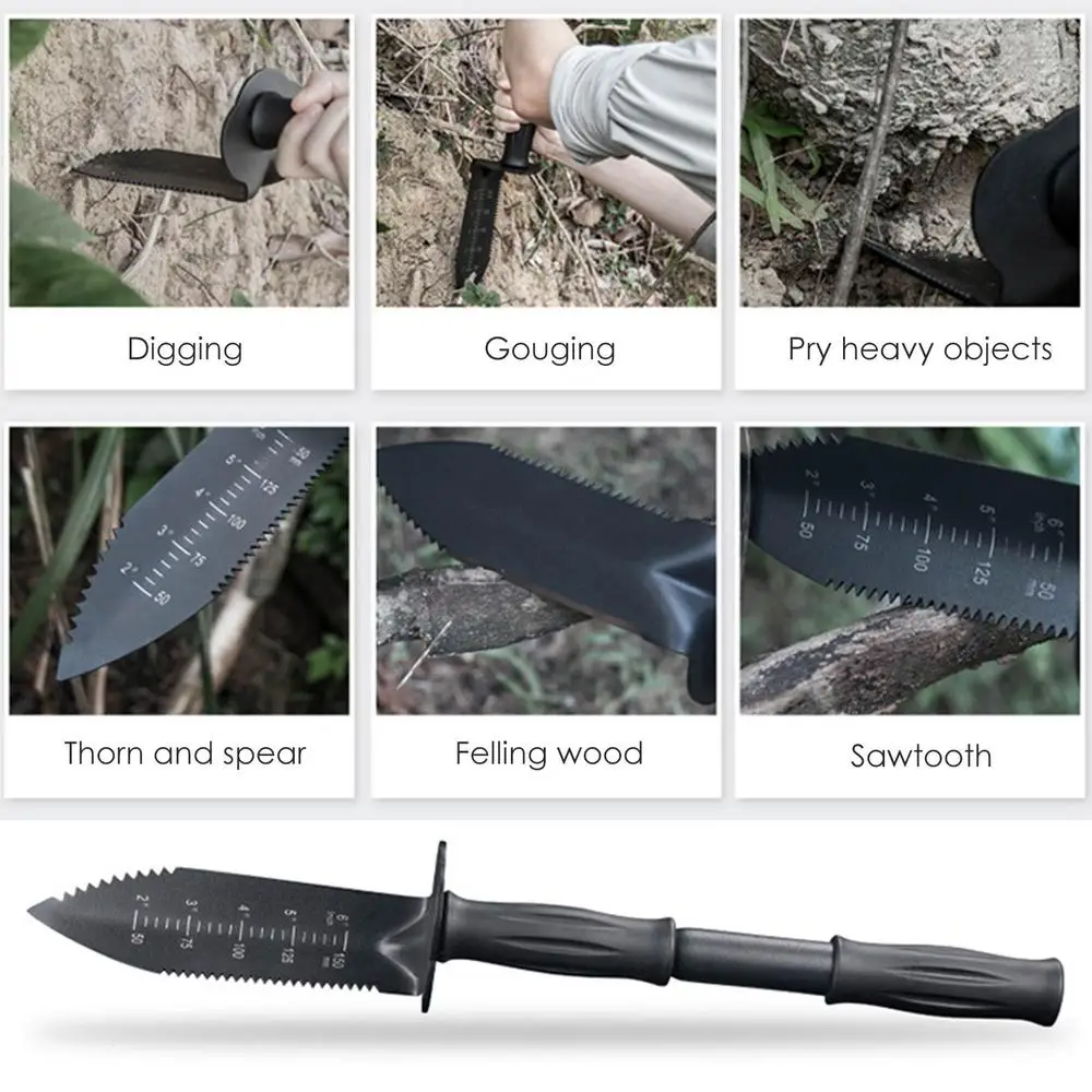 Description Picture 3 of itemStainless Steel Garden Digging Tool Metal Detector Serrated Edge Shovel Knife Digger With Sheath And Extended Handle