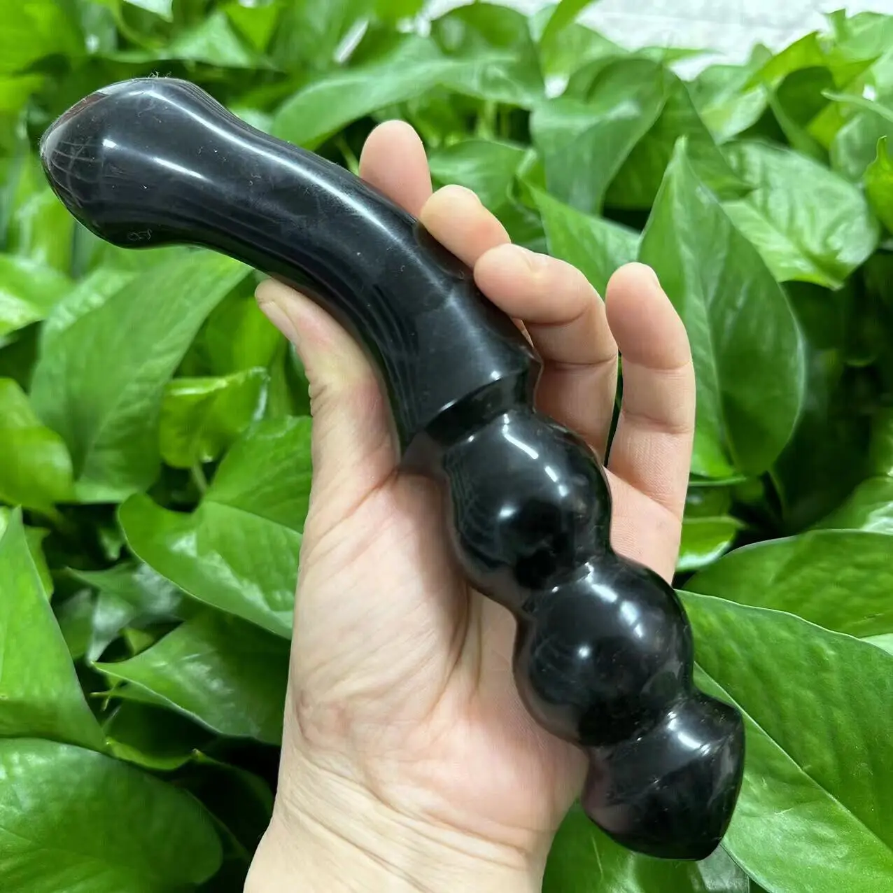 

15-18cm Natural Obsidian Massage Stick Quartz Crystal Hand-Carved Massage Gemstone Healing Female Body, Beauty Ore Demagnetizati