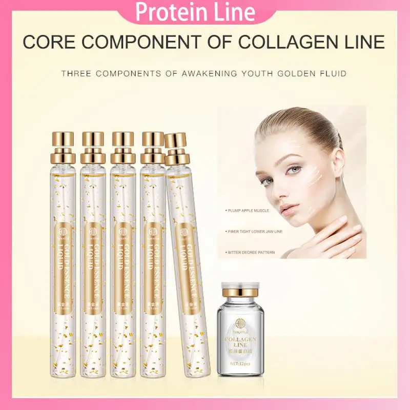 24K Gold Face Serum Collagen Silk Protein Thread Line Facial Serum Anti