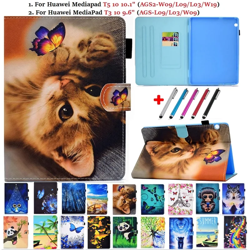 Чехол для планшета Huawei MediaPad T3 10 9 6 T5 1 защитный чехол из искусственной кожи Coque Mediapad